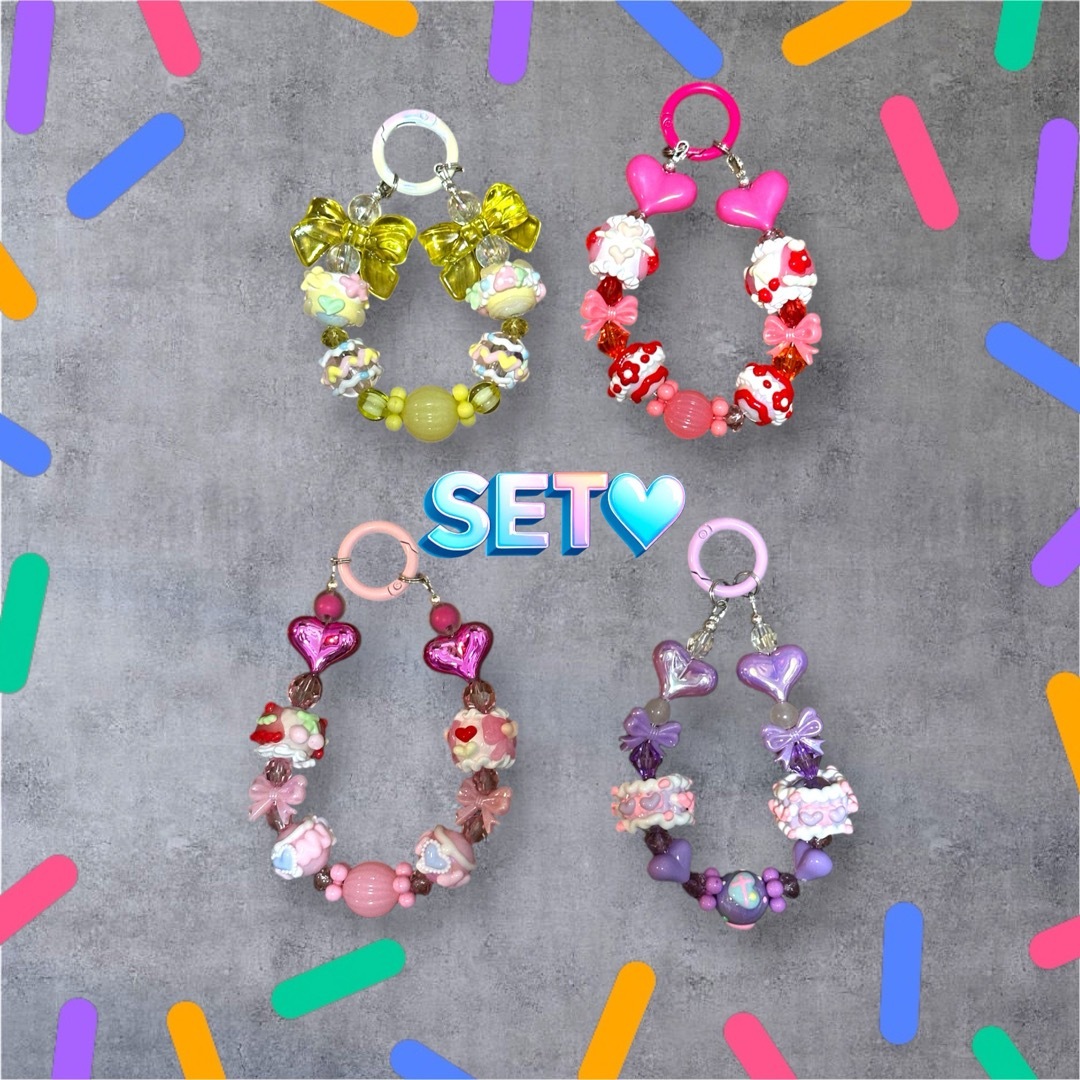 おまとめ4個セット ハンドメイド コンパクト ペイントビーズ おまとめ4個セット ハンドメイド コンパクト ペイントビーズ