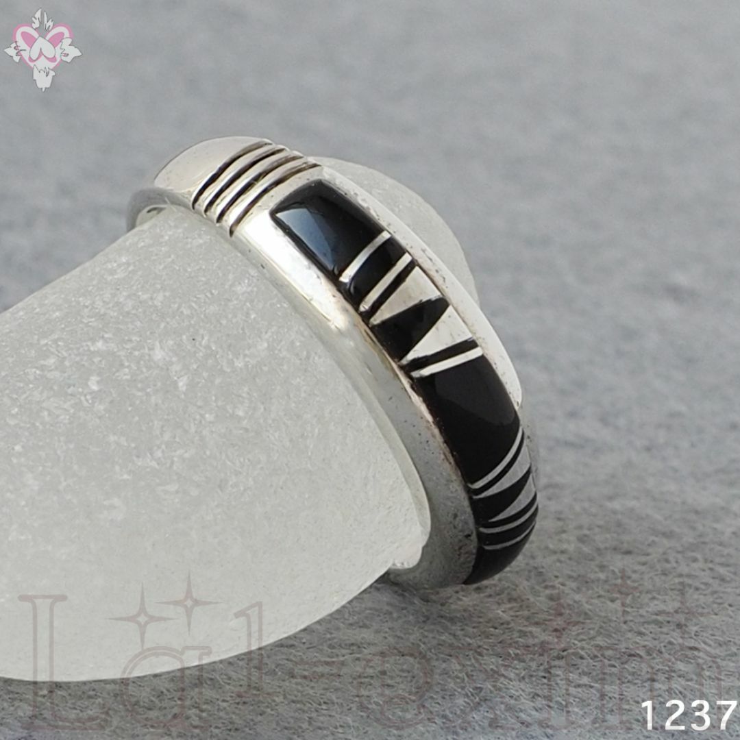 INDIAN JEWELRY - オニキス インレイ リング シルバー INDIAN JEWELRY - オニキス インレイ リング シルバー