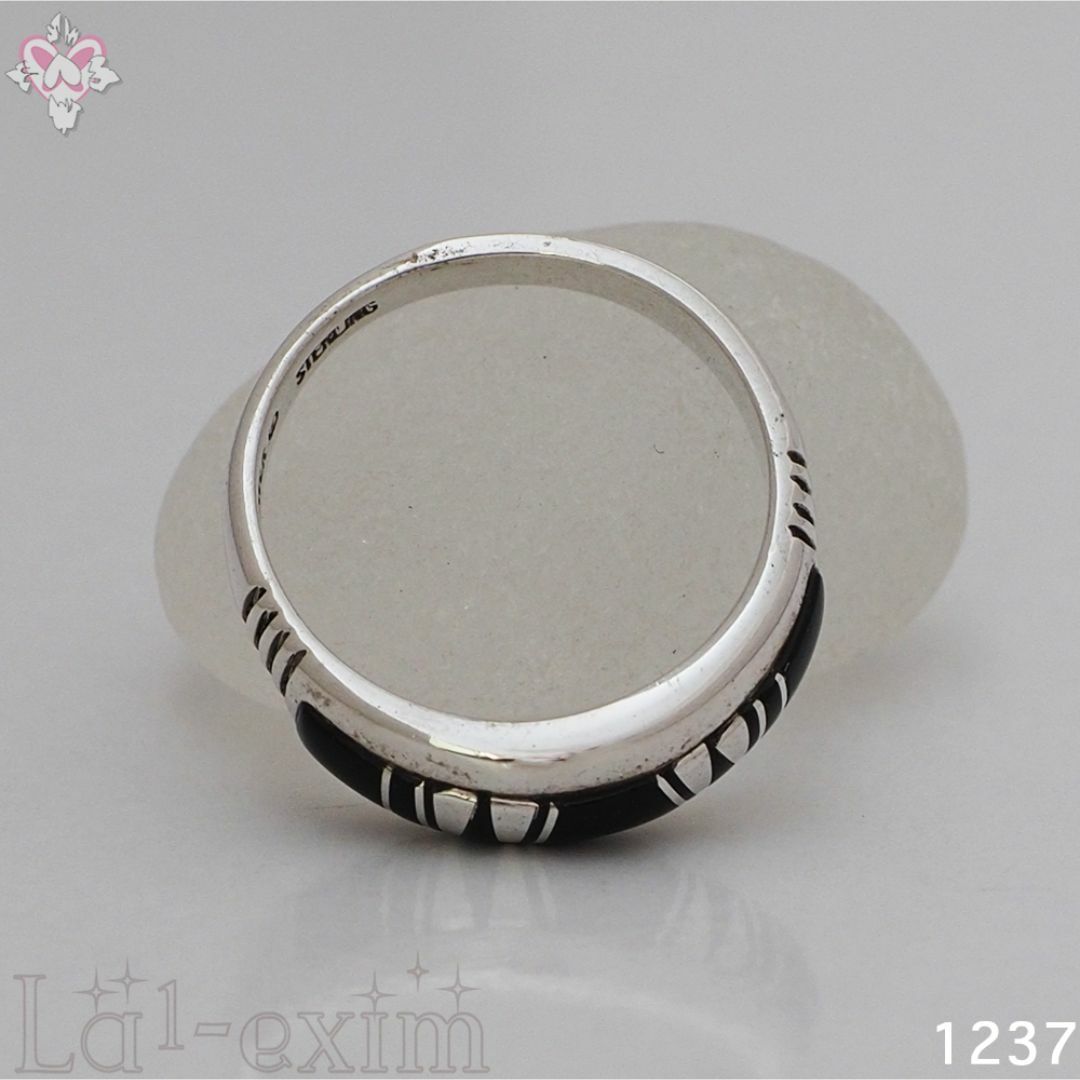 INDIAN JEWELRY - オニキス インレイ リング シルバー INDIAN JEWELRY - オニキス インレイ リング シルバー