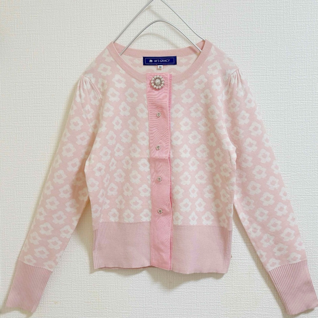 M'S GRACY - エムズグレイシー 花柄 ビジュー付 カーディガン 総 M'S GRACY - エムズグレイシー 花柄 ビジュー付 カーディガン 総