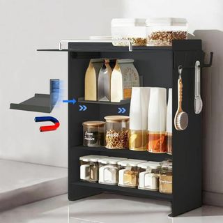 隠せる調味料ラック 前が開く 調味料 収納 幅16cm 奥行37.5cm 高さ4(ノーカラージャケット)