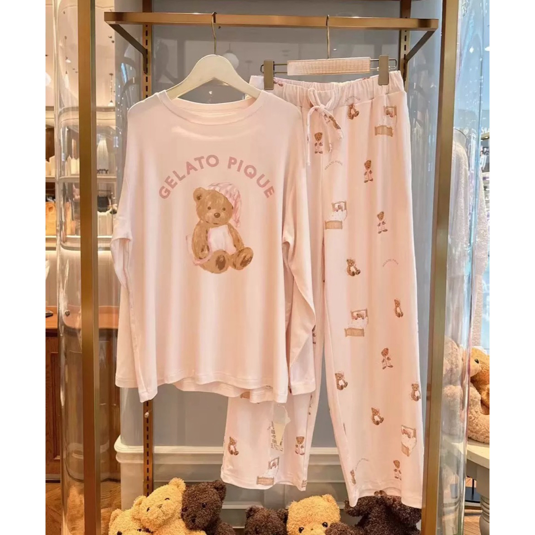 訳ありジェラートピケ GOOD NIGHT BEAR柄 ロンT 上下セット 訳ありジェラートピケ GOOD NIGHT BEAR柄 ロンT 上下セット