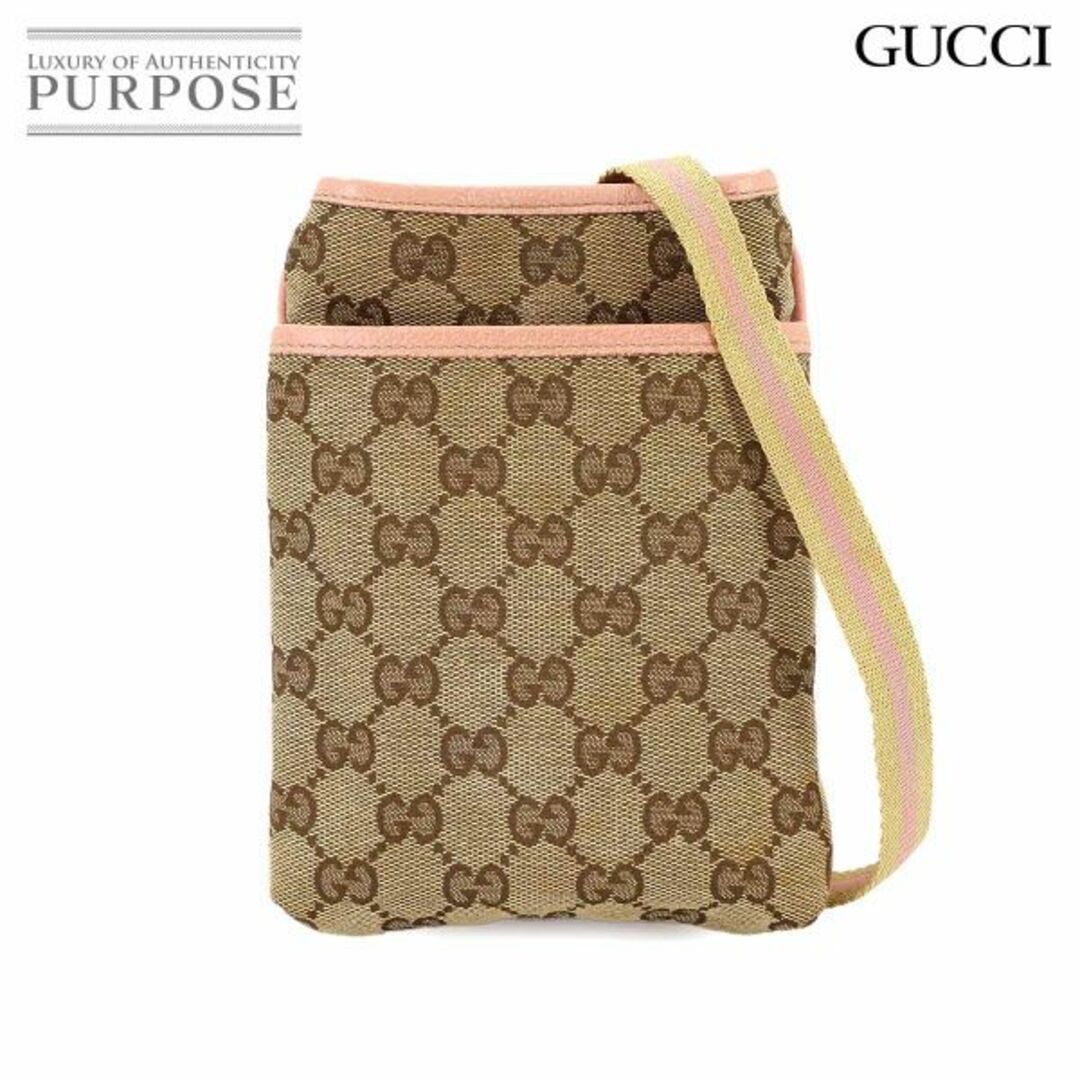 GUCCI - グッチ GUCCI GGキャンバス ショルダー バッグ レザー GUCCI - グッチ GUCCI GGキャンバス ショルダー バッグ レザー