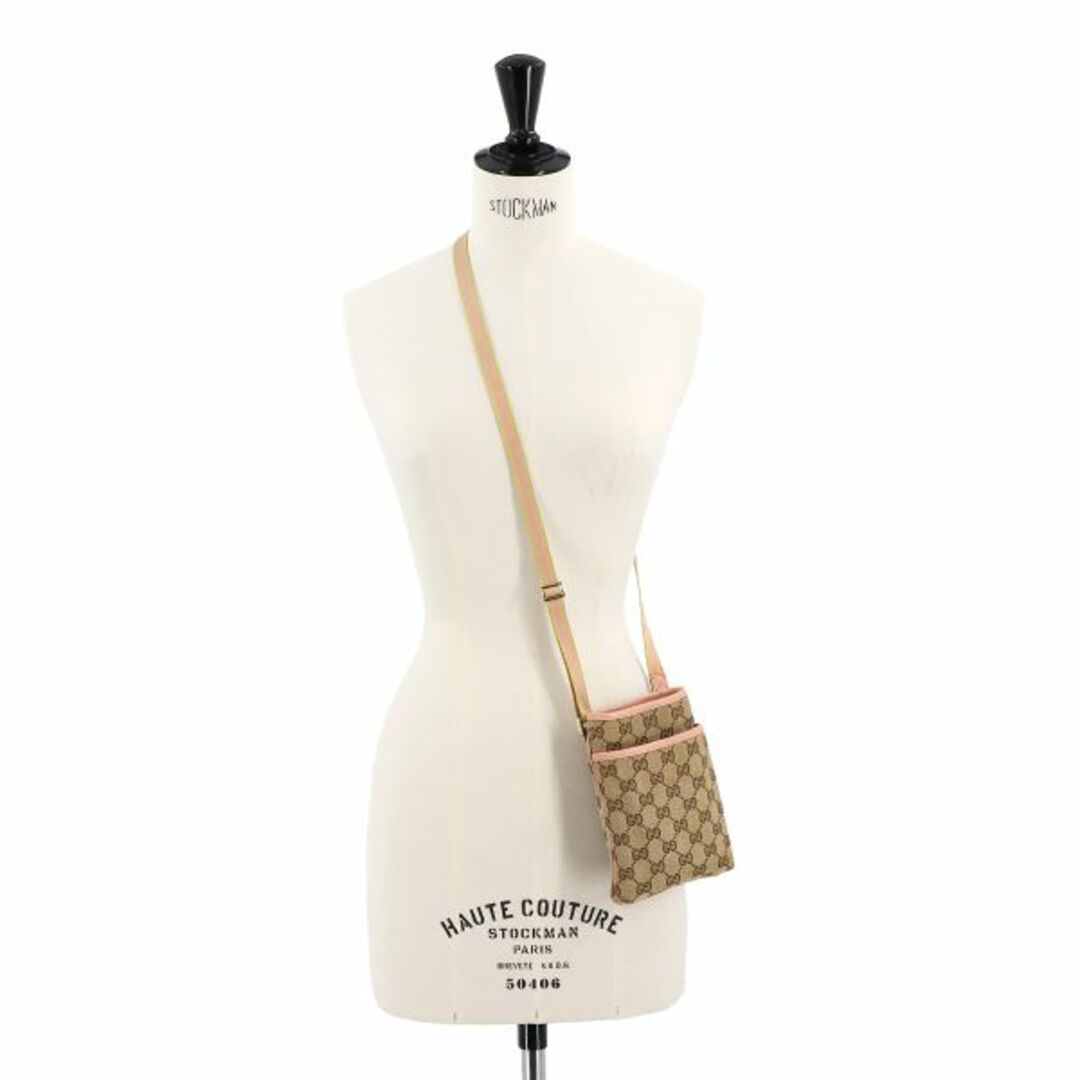 GUCCI - グッチ GUCCI GGキャンバス ショルダー バッグ レザー GUCCI - グッチ GUCCI GGキャンバス ショルダー バッグ レザー