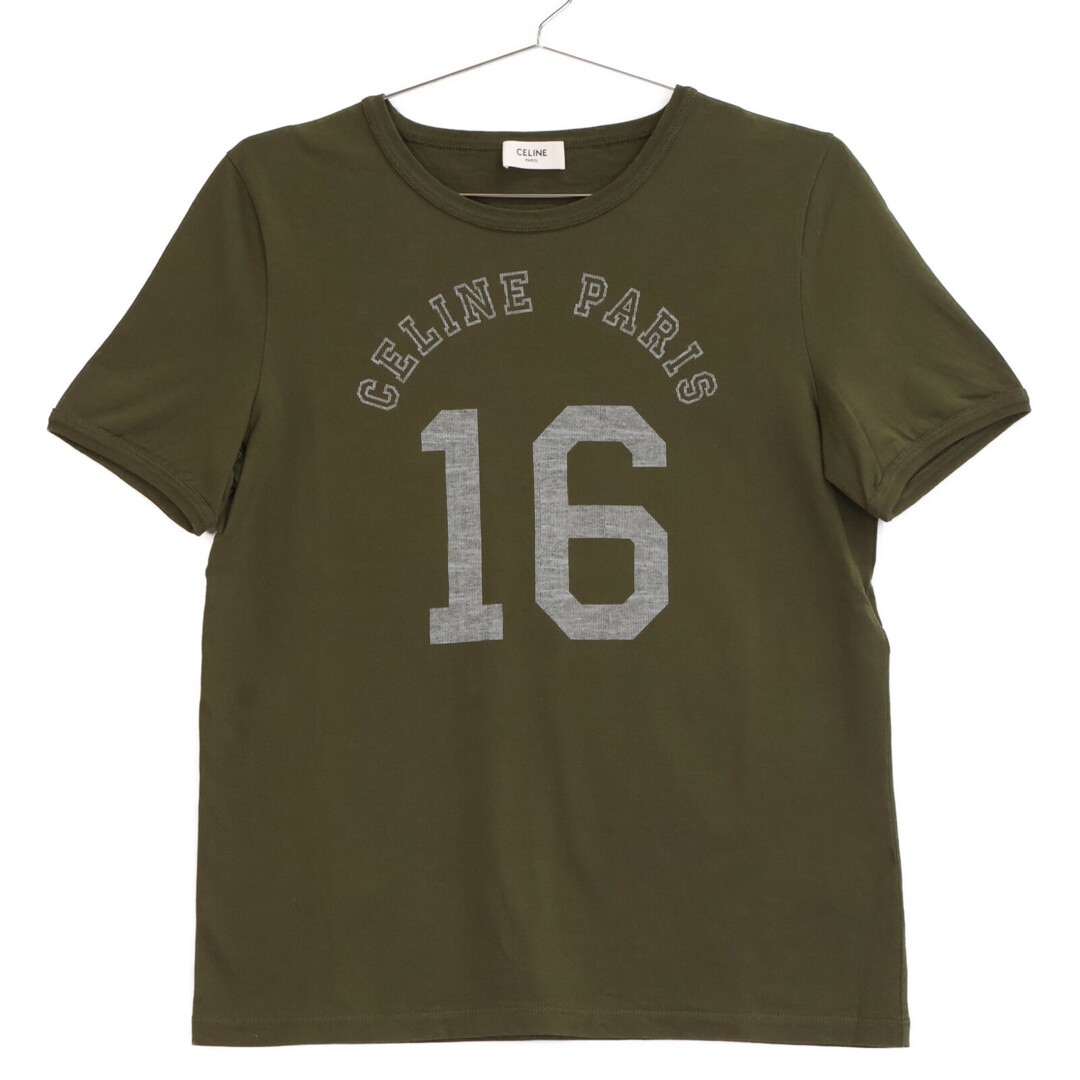 CELINE - セリーヌ カーキ ロゴ クルーネック Tシャツ Mの通販 by エコ CELINE - セリーヌ カーキ ロゴ クルーネック Tシャツ Mの通販 by エコ