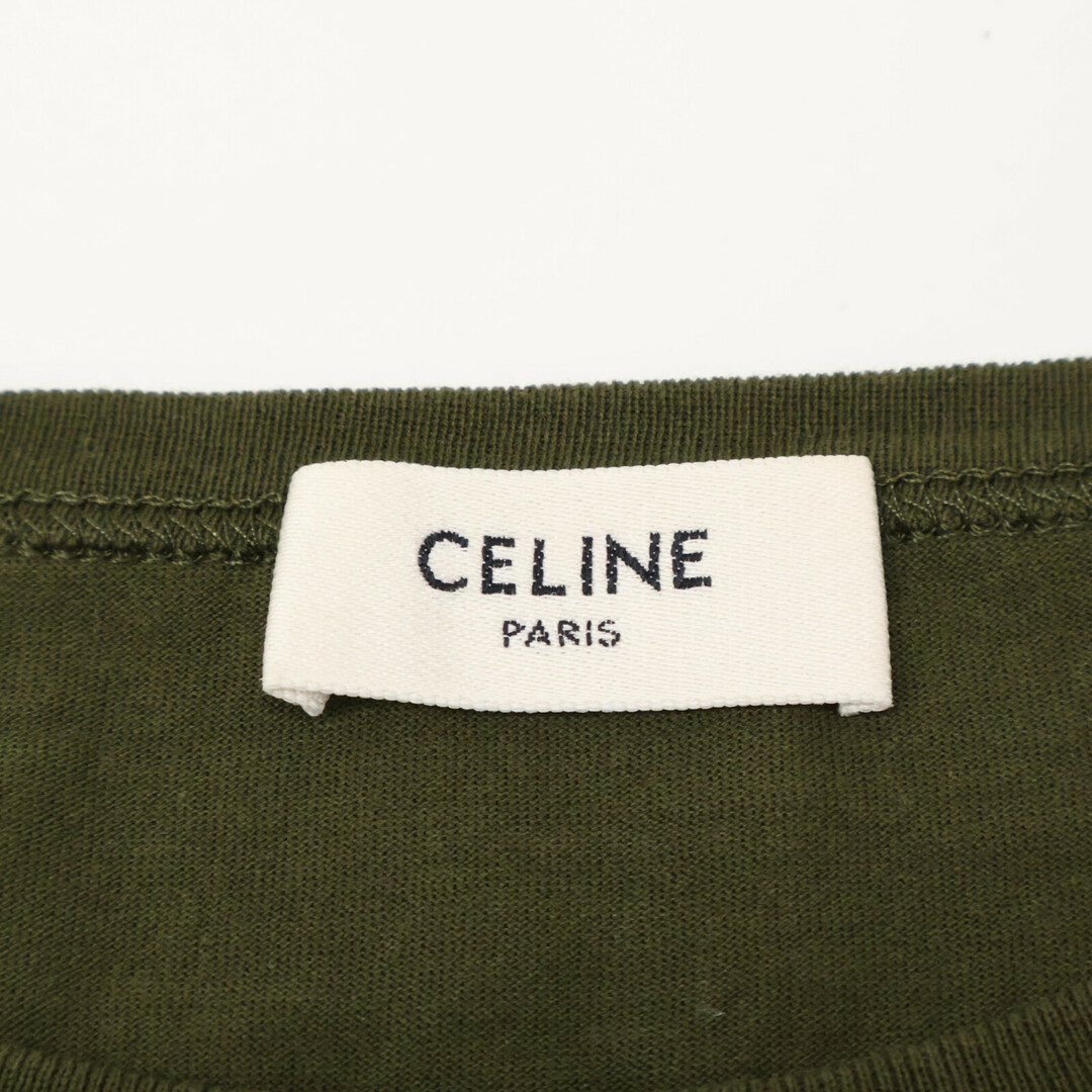 CELINE - セリーヌ カーキ ロゴ クルーネック Tシャツ Mの通販 by エコ CELINE - セリーヌ カーキ ロゴ クルーネック Tシャツ Mの通販 by エコ