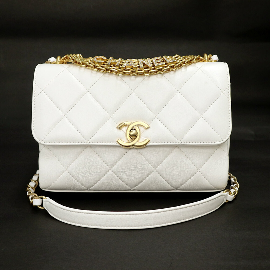 CHANEL - シャネル マトラッセ ラインストーン ロゴ チェーン CHANEL - シャネル マトラッセ ラインストーン ロゴ チェーン