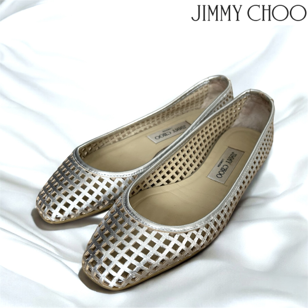 JIMMY CHOO - jimmy choo フラットシューズ 37 23.5cm シルバー JIMMY CHOO - jimmy choo フラットシューズ 37 23.5cm シルバー