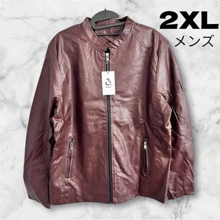 革ジャン メンズ ボルドー PUレザー ライダースジャケット シングル(ライダースジャケット)