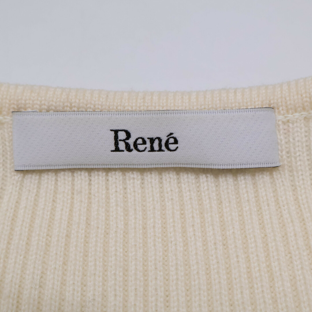 René - ルネ ホワイト ウール 6242270 パール ニットカーディガン 34の通販 by René - ルネ ホワイト ウール 6242270 パール ニットカーディガン 34の通販 by