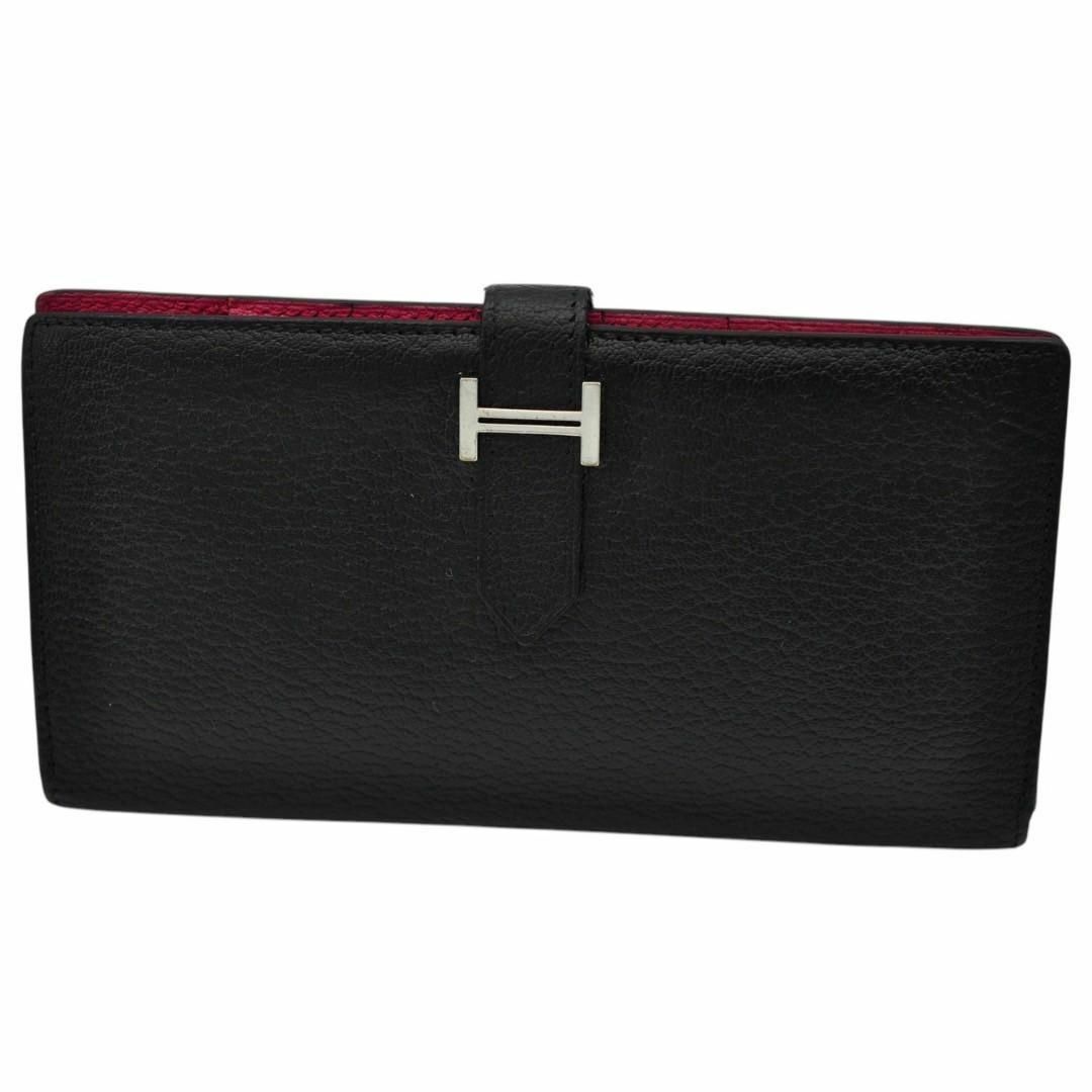HERMES - HERMES 美品 ベアン シェーブル バイカラー 長財布 □L HERMES - HERMES 美品 ベアン シェーブル バイカラー 長財布 □L