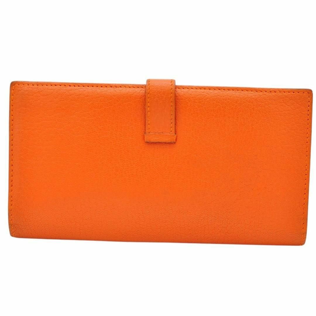 HERMES - HERMES 美品 ベアン シェーブル オレンジ 長財布 □H HERMES - HERMES 美品 ベアン シェーブル オレンジ 長財布 □H