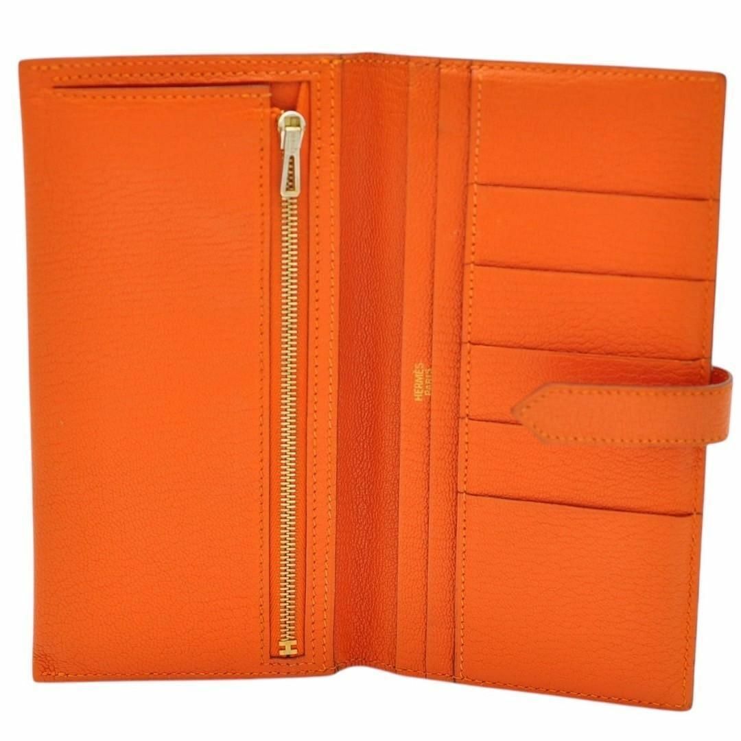 HERMES - HERMES 美品 ベアン シェーブル オレンジ 長財布 □H HERMES - HERMES 美品 ベアン シェーブル オレンジ 長財布 □H