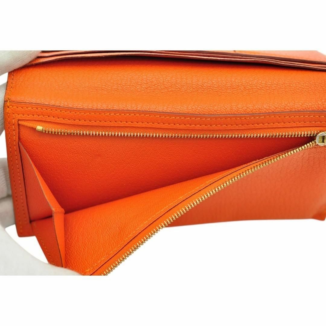 HERMES - HERMES 美品 ベアン シェーブル オレンジ 長財布 □H HERMES - HERMES 美品 ベアン シェーブル オレンジ 長財布 □H