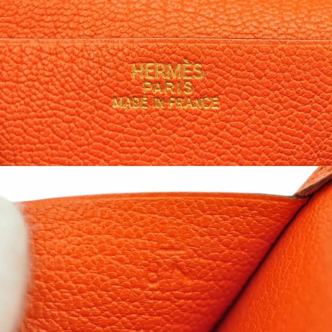HERMES - HERMES 美品 ベアン シェーブル オレンジ 長財布 □H HERMES - HERMES 美品 ベアン シェーブル オレンジ 長財布 □H