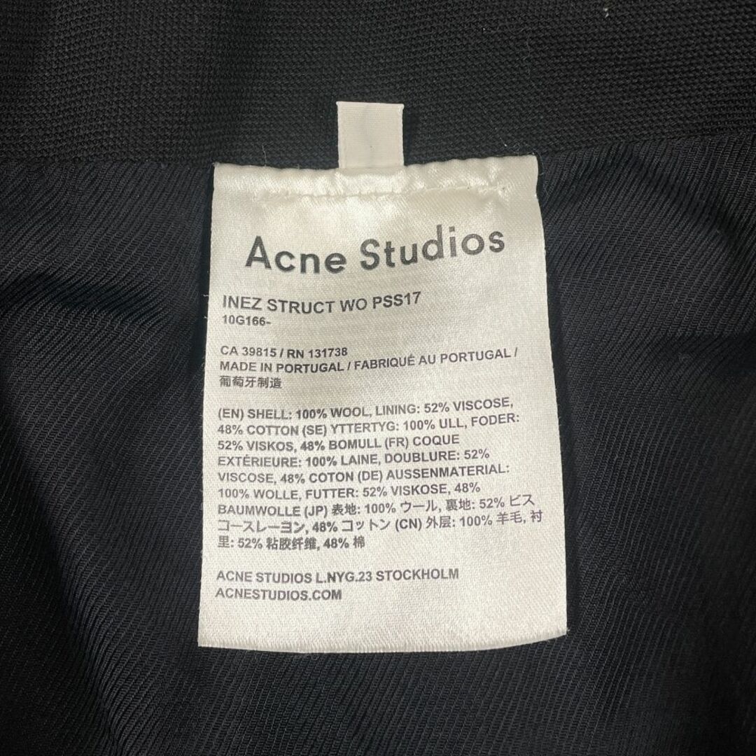 Acne Studios(アクネストゥディオズ)のACNE STUDIOS アクネストゥディオズ INEZ STRUCT WO PSS17 ベルト付き パンツ ブラック サイズ 36 正規品 / 50141 レディースのパンツ(その他)の商品写真