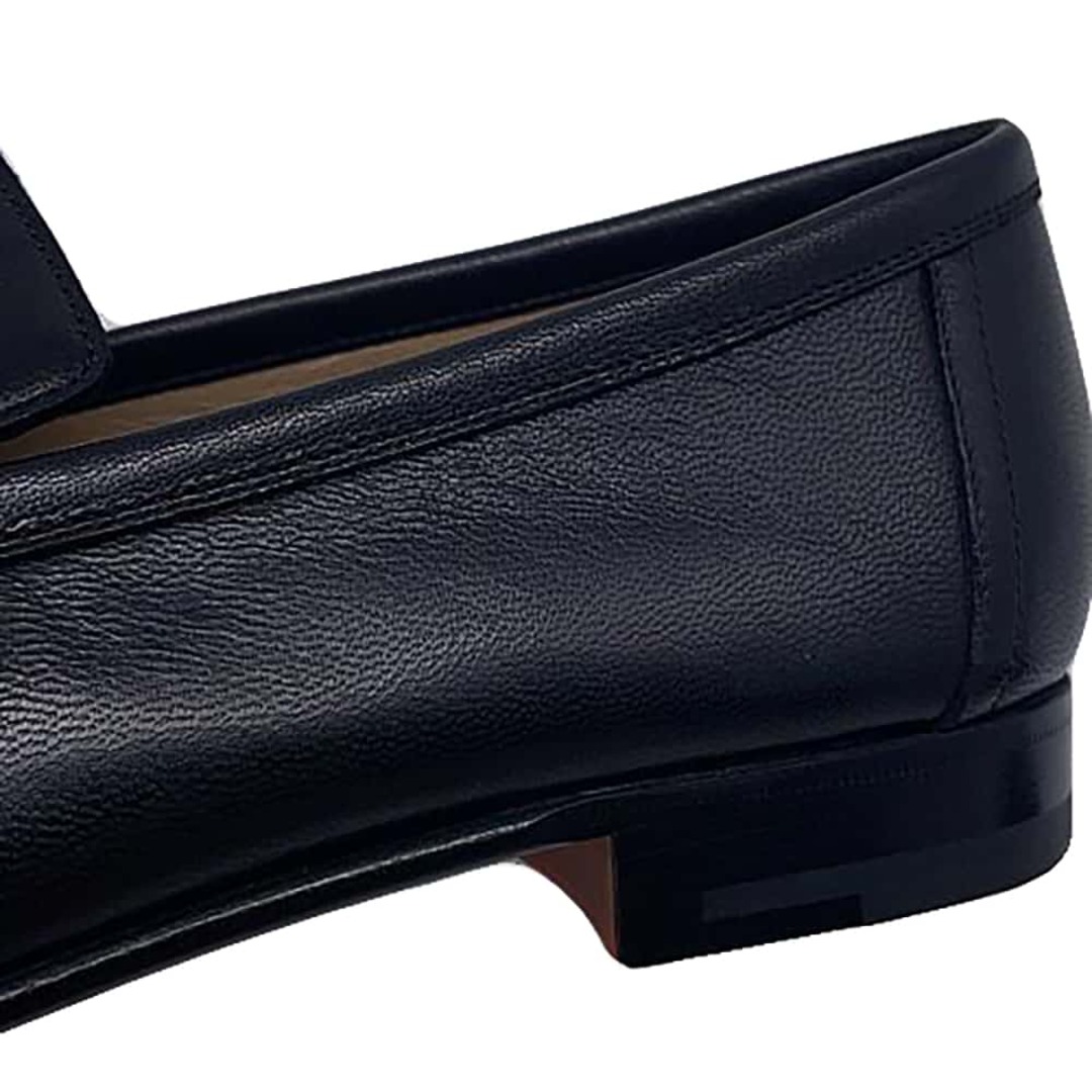 HERMES - エルメス モカシン パリ ブラック/シルバー金具 レザー HERMES - エルメス モカシン パリ ブラック/シルバー金具 レザー