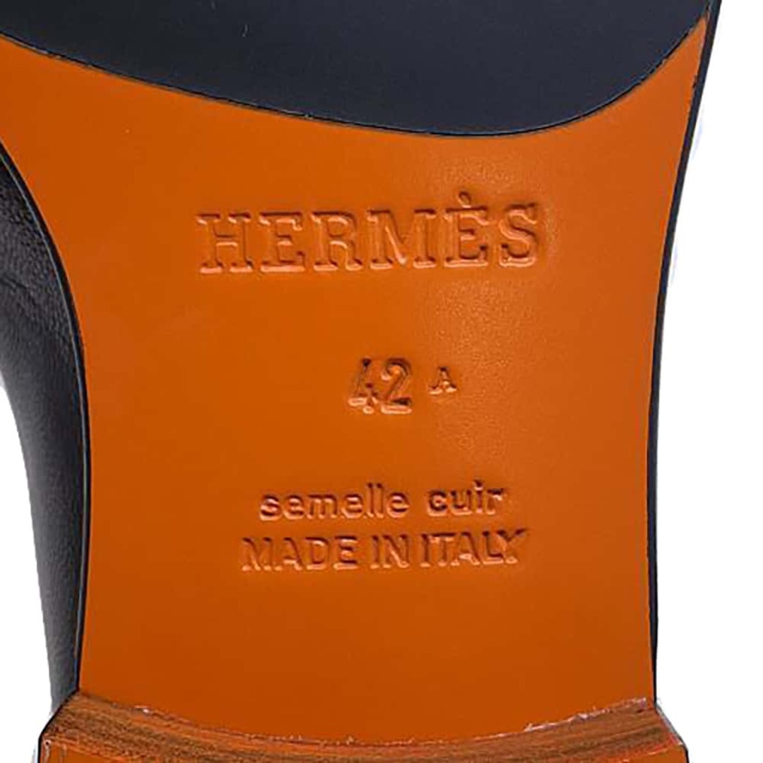 HERMES - エルメス モカシン パリ ブラック/シルバー金具 レザー HERMES - エルメス モカシン パリ ブラック/シルバー金具 レザー