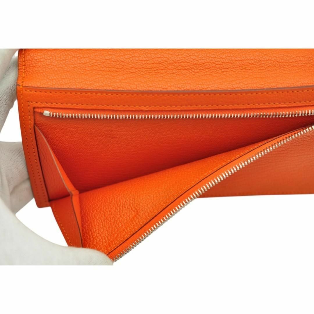 HERMES - HERMES 美品 ベアン スフレ シェーブル オレンジ 長 HERMES - HERMES 美品 ベアン スフレ シェーブル オレンジ 長