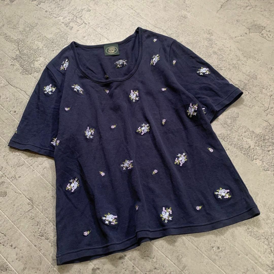 LAURA ASHLEY - 【LAURA ASHLEY】(F) コットン 総柄 花柄 刺繍 T LAURA ASHLEY - 【LAURA ASHLEY】(F) コットン 総柄 花柄 刺繍 T
