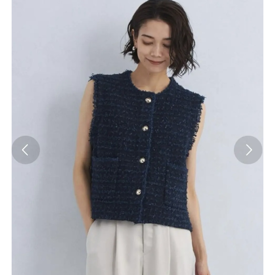 UNITED ARROWS green label relaxing - グリーンレーベル　ミックス ツイード ニット ジレ ベスト -ウォッシャブル-
