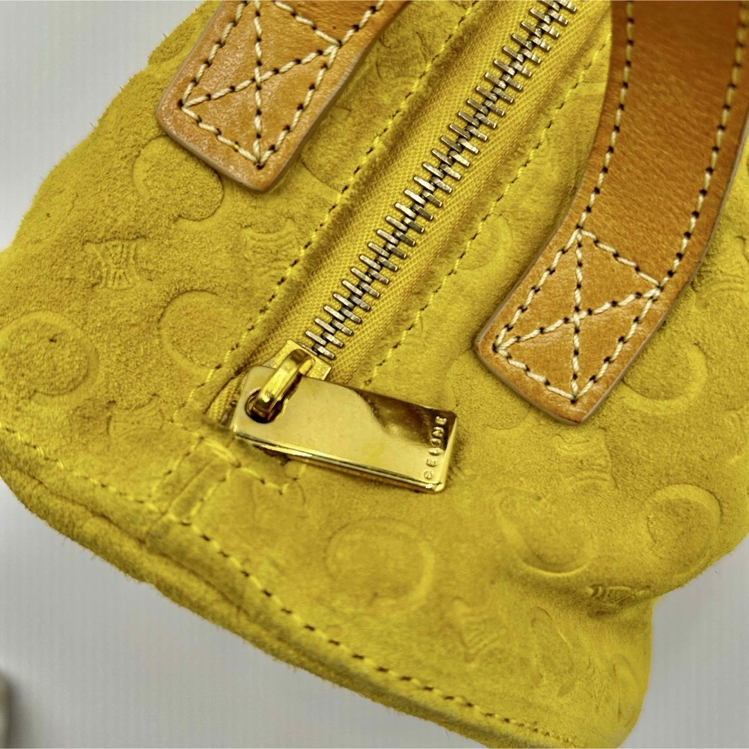 CELINE - CELINE ミニボストンバッグ スエード イエロー CELINE - CELINE ミニボストンバッグ スエード イエロー