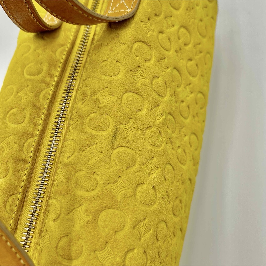CELINE - CELINE ミニボストンバッグ スエード イエロー CELINE - CELINE ミニボストンバッグ スエード イエロー