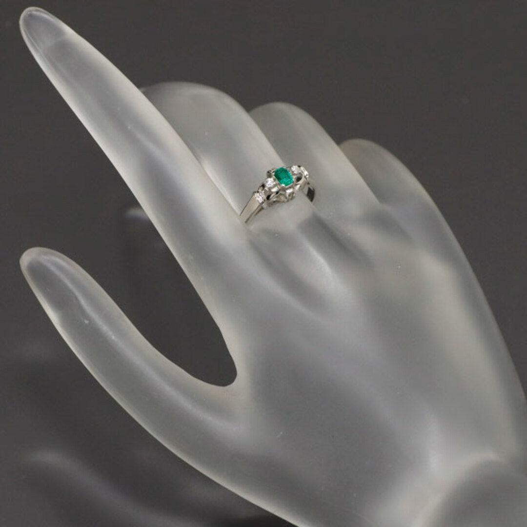 Pt850 エメラルド ダイヤモンド リング 0.235ct D0.21ct 陽刻 Pt850 エメラルド ダイヤモンド リング 0.235ct D0.21ct 陽刻
