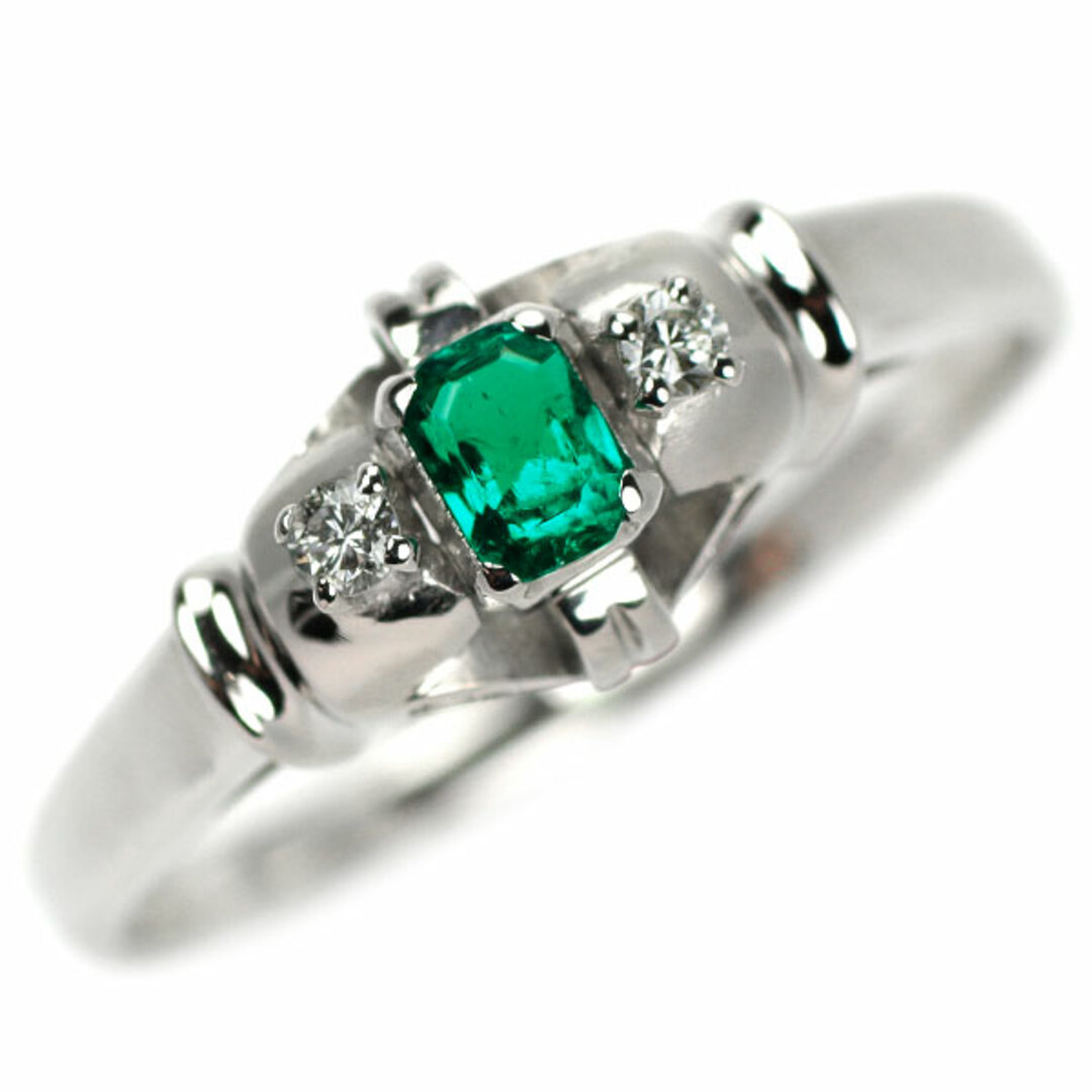 Pt850 エメラルド ダイヤモンド リング 0.235ct D0.21ct 陽刻 Pt850 エメラルド ダイヤモンド リング 0.235ct D0.21ct 陽刻
