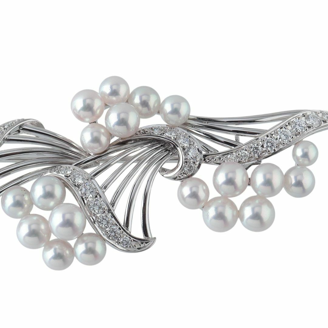 MIKIMOTO - ミキモト パール ダイヤ ブローチ 0.71ct K18WG MIKIMOTO - ミキモト パール ダイヤ ブローチ 0.71ct K18WG