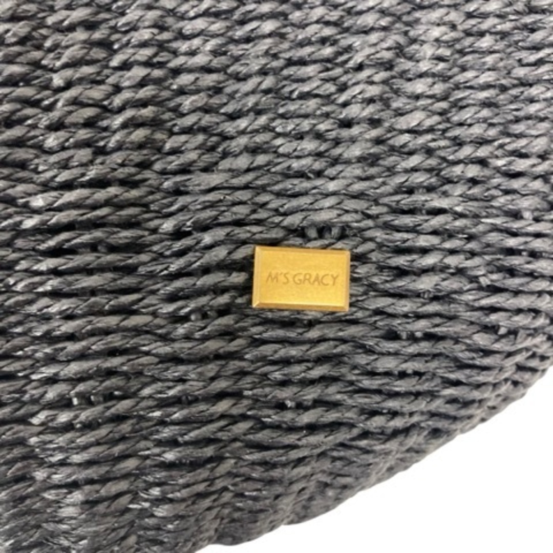 M'S GRACY - エムズグレイシー カゴバック パール フリル 紺色 M'S GRACY - エムズグレイシー カゴバック パール フリル 紺色