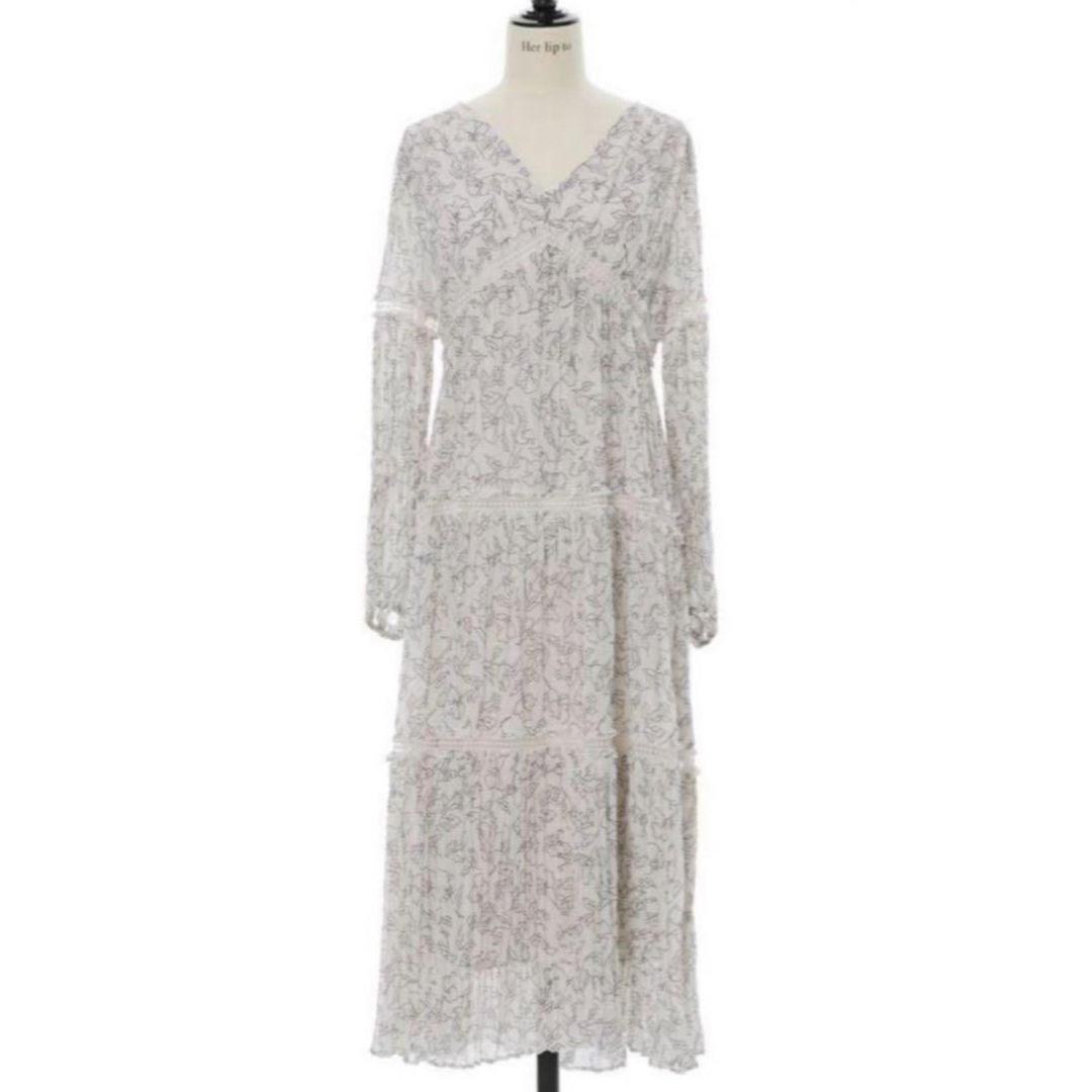 Her lip to - herlipto monotone floral pleated dressの通販 by Her lip to - herlipto monotone floral pleated dressの通販 by