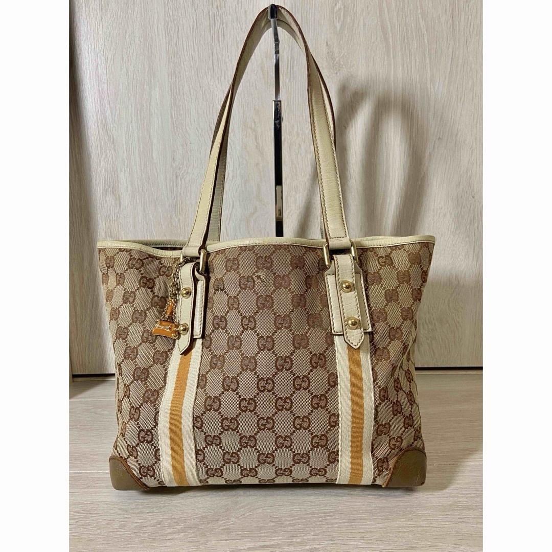 GUCCI - GUCCI トートバッグ GG柄 キャンバス レザー シェリー GUCCI - GUCCI トートバッグ GG柄 キャンバス レザー シェリー