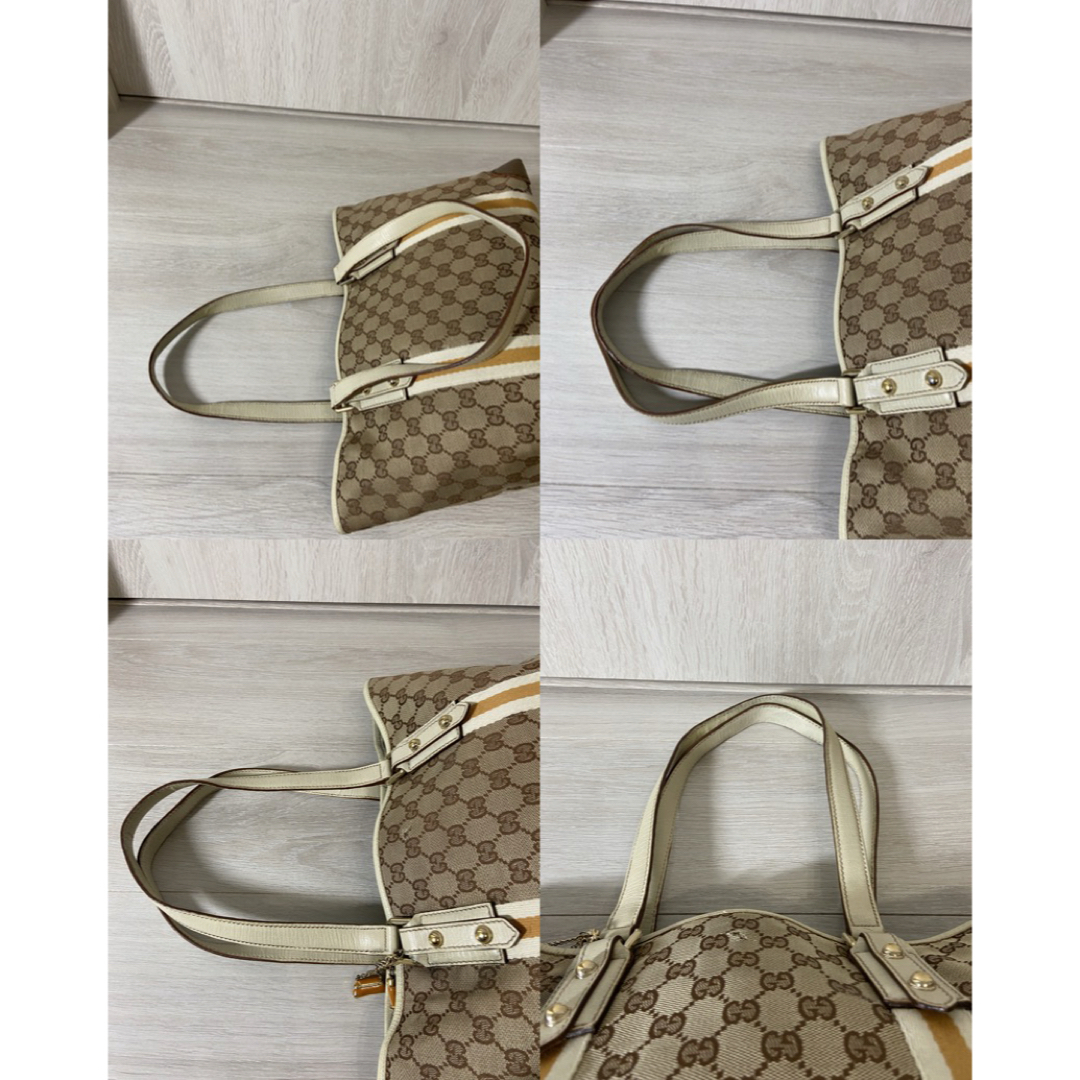 GUCCI - GUCCI トートバッグ GG柄 キャンバス レザー シェリー GUCCI - GUCCI トートバッグ GG柄 キャンバス レザー シェリー