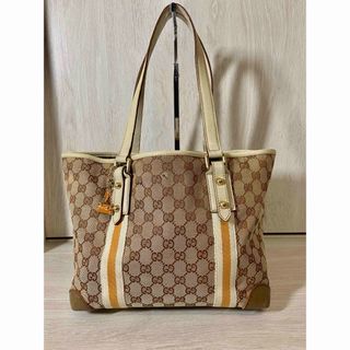 GUCCI - GUCCI トートバッグ GG柄 キャンバス レザー シェリー GUCCI - GUCCI トートバッグ GG柄 キャンバス レザー シェリー