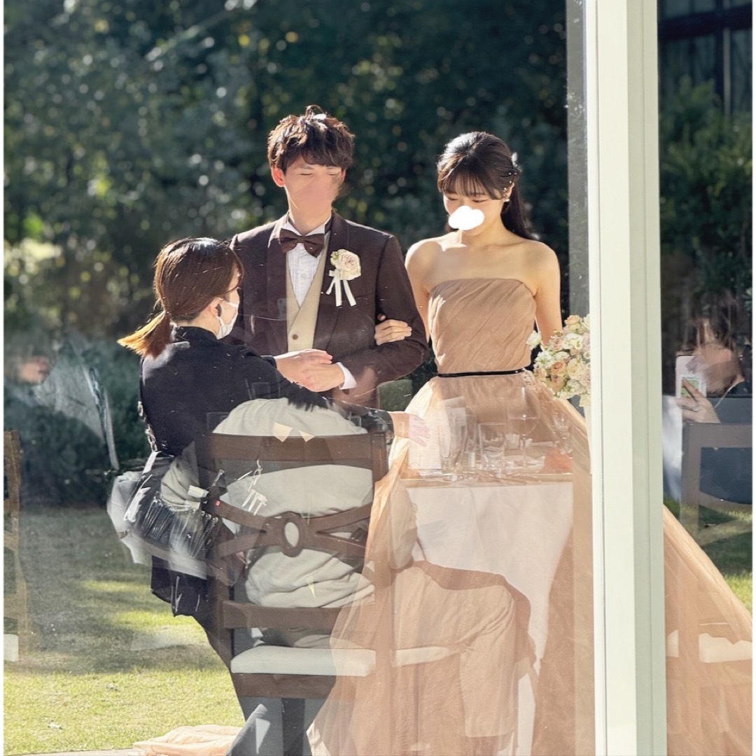 カラードレス 結婚式 披露宴 前撮り ベージュ 茶色の通販 by ひ カラードレス 結婚式 披露宴 前撮り ベージュ 茶色の通販 by ひ