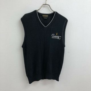 マンシングウェア(Munsingwear)の【MUNSINGWEAR】マンシングウェア　トップス　ベスト　黒系　ブラック　麻　綿　メンズ　Vネック(ベスト)