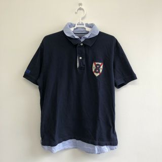 トミーヒルフィガー(TOMMY HILFIGER)の【TOMMY HILFIGER】トミーヒルフィガー　XL　紺色　ネイビー　半袖シャツ　ポロシャツ　メンズ　レディース　襟付き(ポロシャツ)