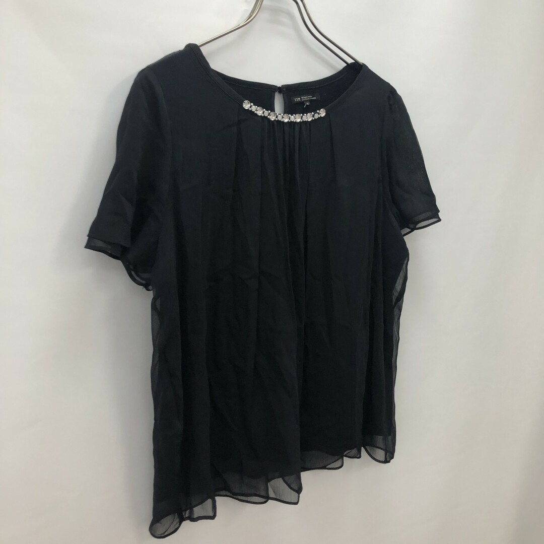 23区(ニジュウサンク)の【２３区】ニジュウサンク　レディース　半袖　Tシャツ　トップス　カットソー　黒系　サイス46 レディースのトップス(Tシャツ(半袖/袖なし))の商品写真