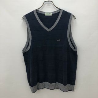 【crocodile】　メンズ　ニット　ベスト　シンプル　ワンポイント　青系　Ⅿサイズ(ベスト)