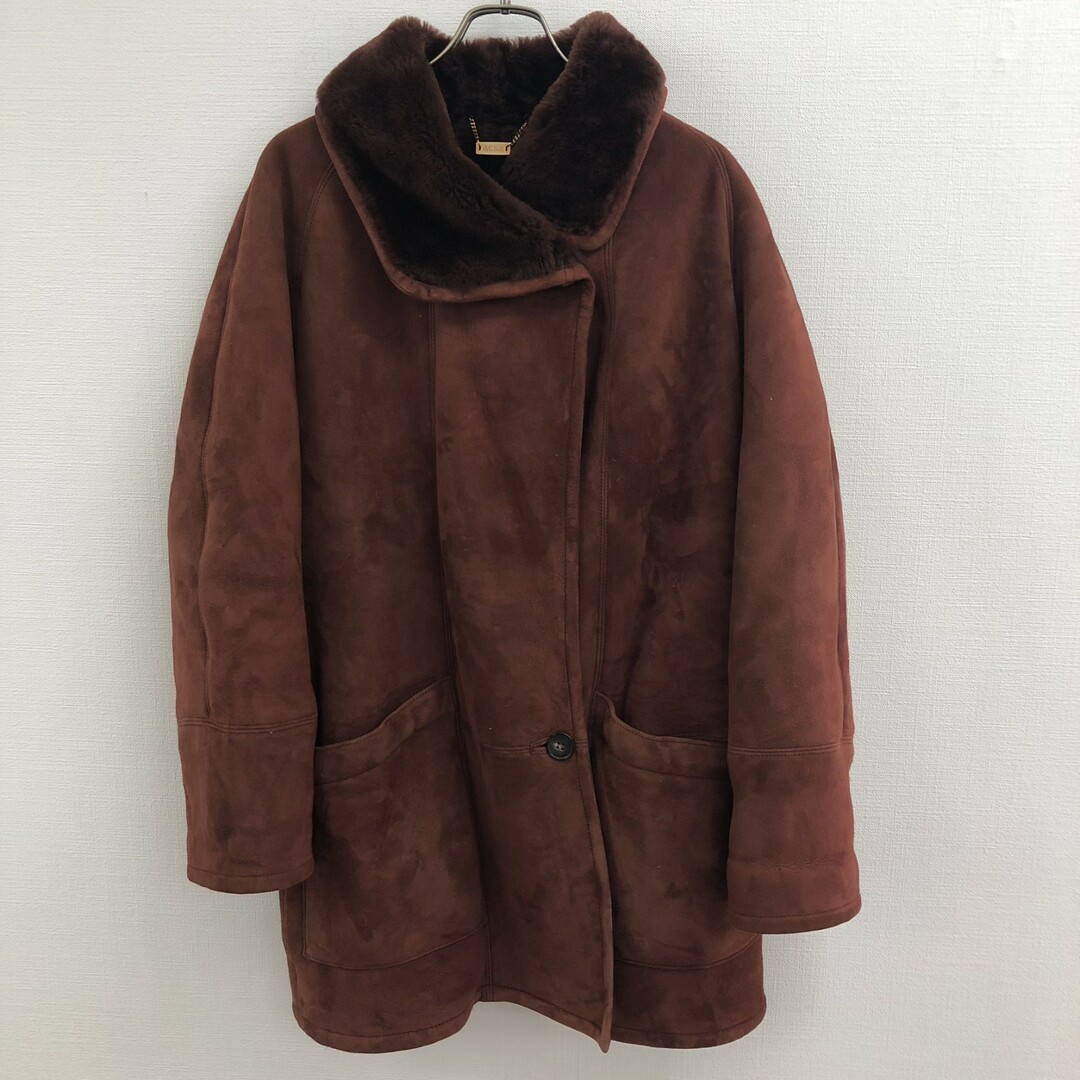 【SHEARLING】シェアリング　アウター　ロング　コート　茶系　ブラウン　サイズ40　レザー　ボア