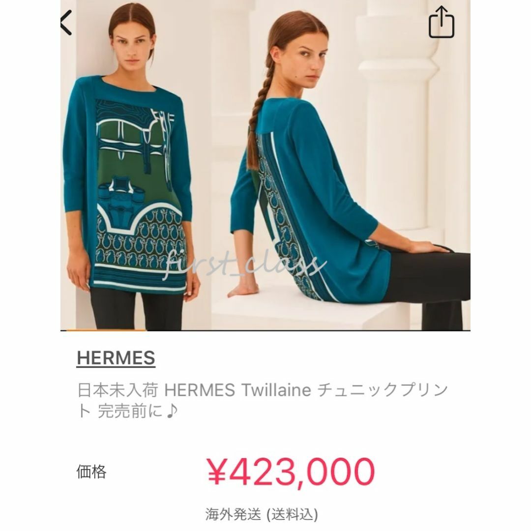 HERMES - 未使用☆HERMES☆ツイルレーヌ☆シルク☆五部袖 HERMES - 未使用☆HERMES☆ツイルレーヌ☆シルク☆五部袖