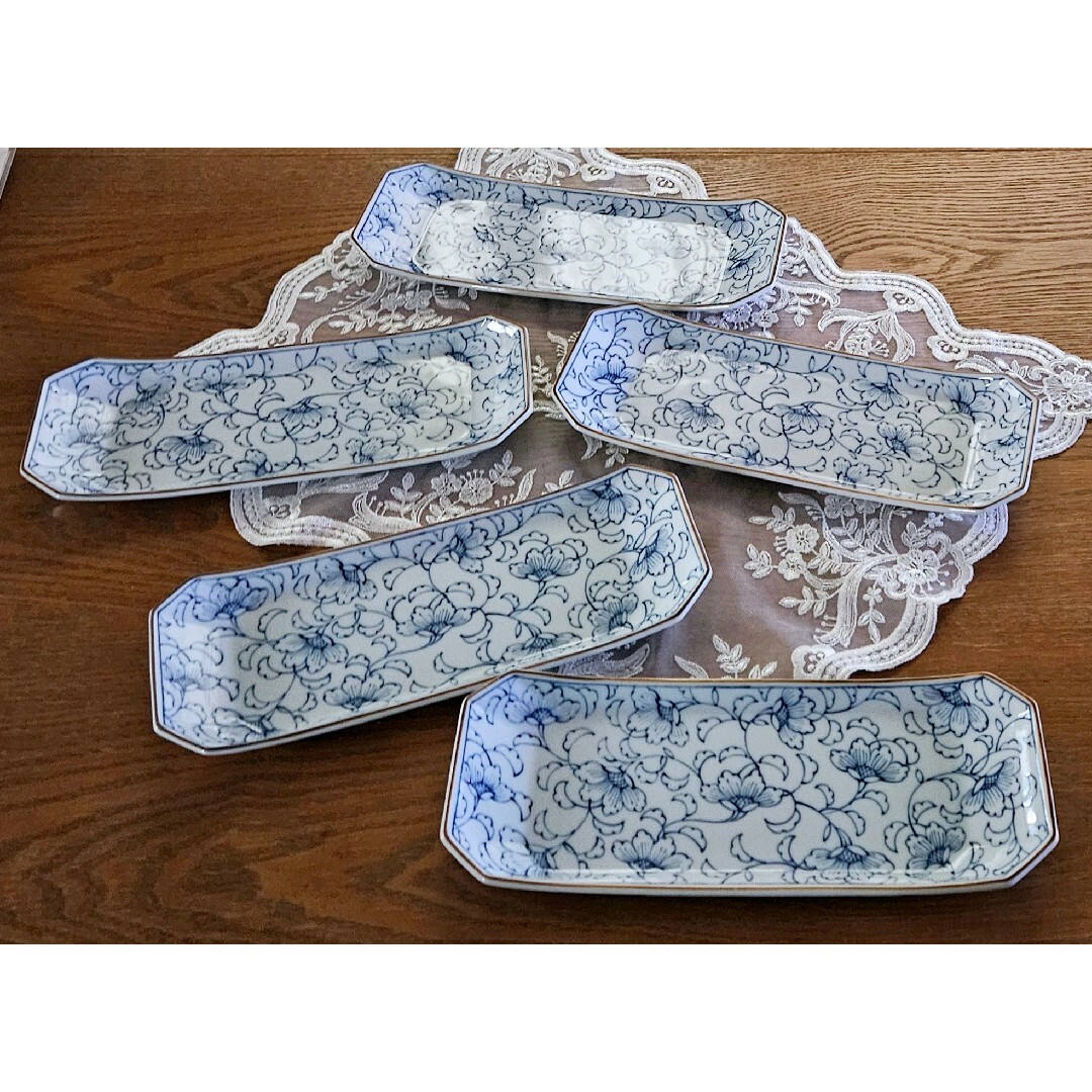 たち吉 - たち吉 花唐草 古都花唐草 染付八角長皿 長角皿 焼き物 たち吉 - たち吉 花唐草 古都花唐草 染付八角長皿 長角皿 焼き物