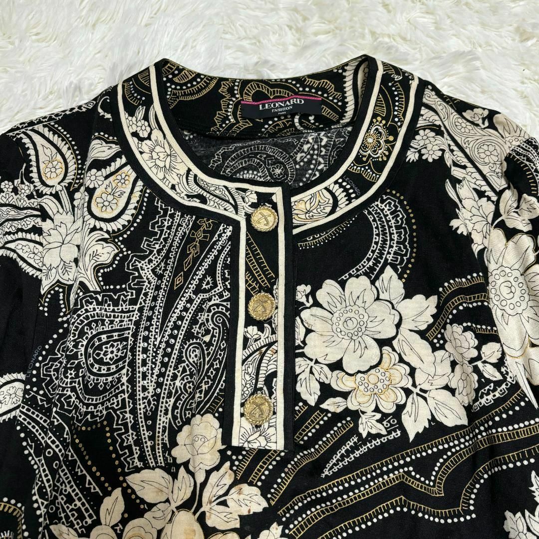 LEONARD - レオナール 花柄 シルク混ブラウスカットソー LEONARD - レオナール 花柄 シルク混ブラウスカットソー