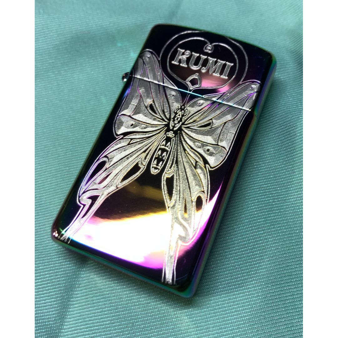 ZIPPO - ジッポ　スペクトラムスリム マルチカラー 蝶・名前・zippo バタフライアゲハ