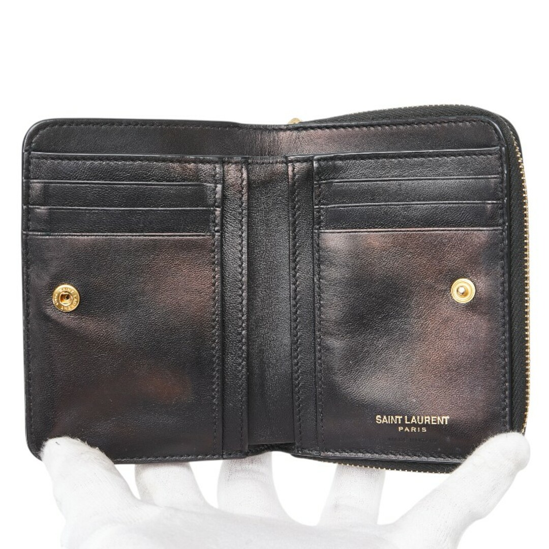 SAINT LAURENT - サンローラン YSLロゴ 二つ折り財布 コンパクト SAINT LAURENT - サンローラン YSLロゴ 二つ折り財布 コンパクト