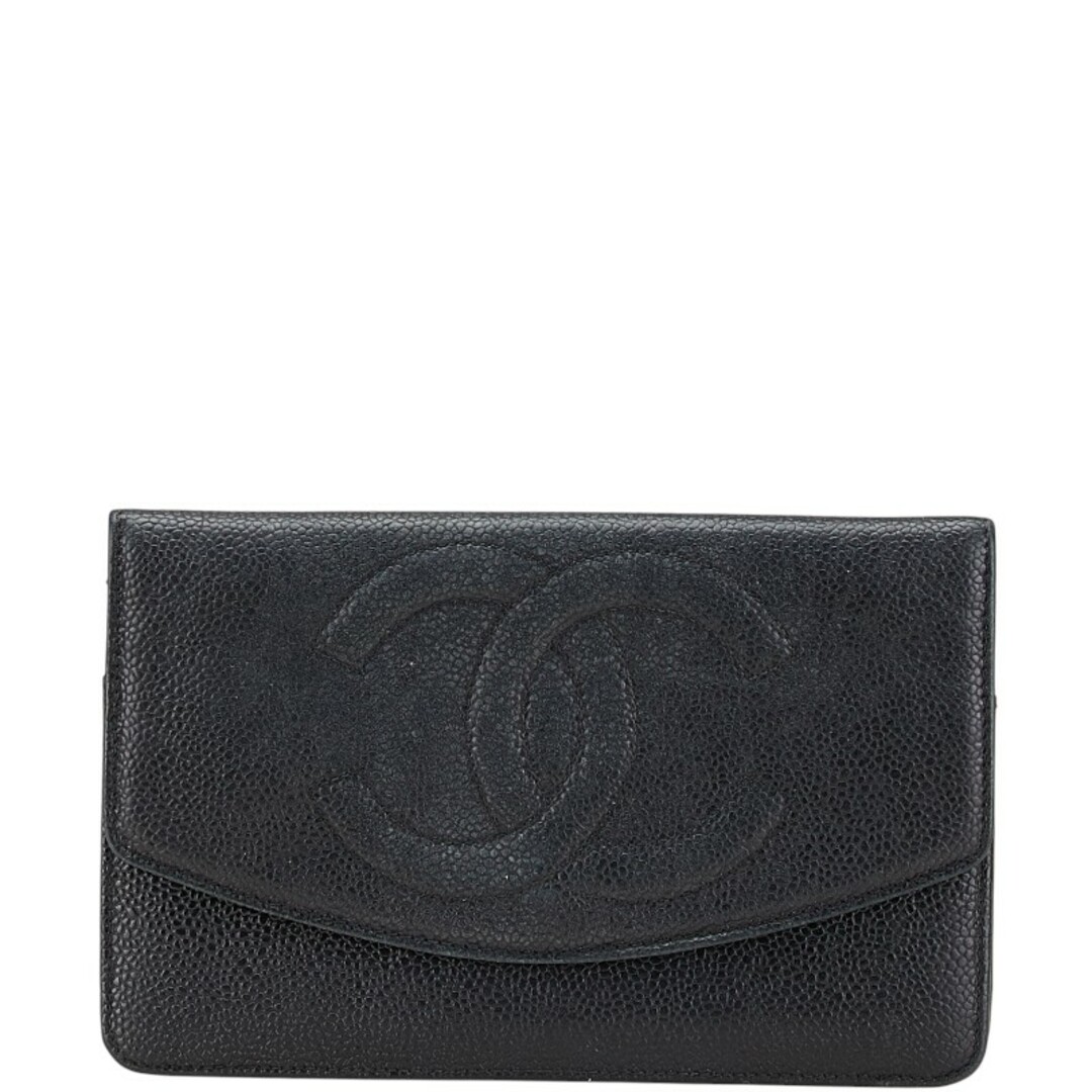 CHANEL - シャネル ココマーク 二つ折り財布 キャビアスキン CHANEL - シャネル ココマーク 二つ折り財布 キャビアスキン