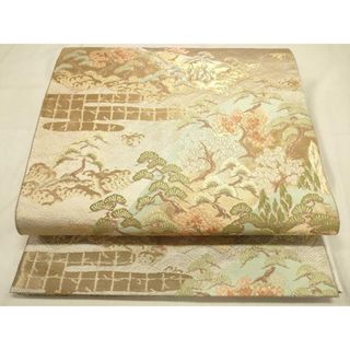 平和屋着物◎西陣　服部織物謹製　六通柄袋帯　流水吉祥花文　金糸　引箔　正絹　逸品　DAAO9207bc(帯)