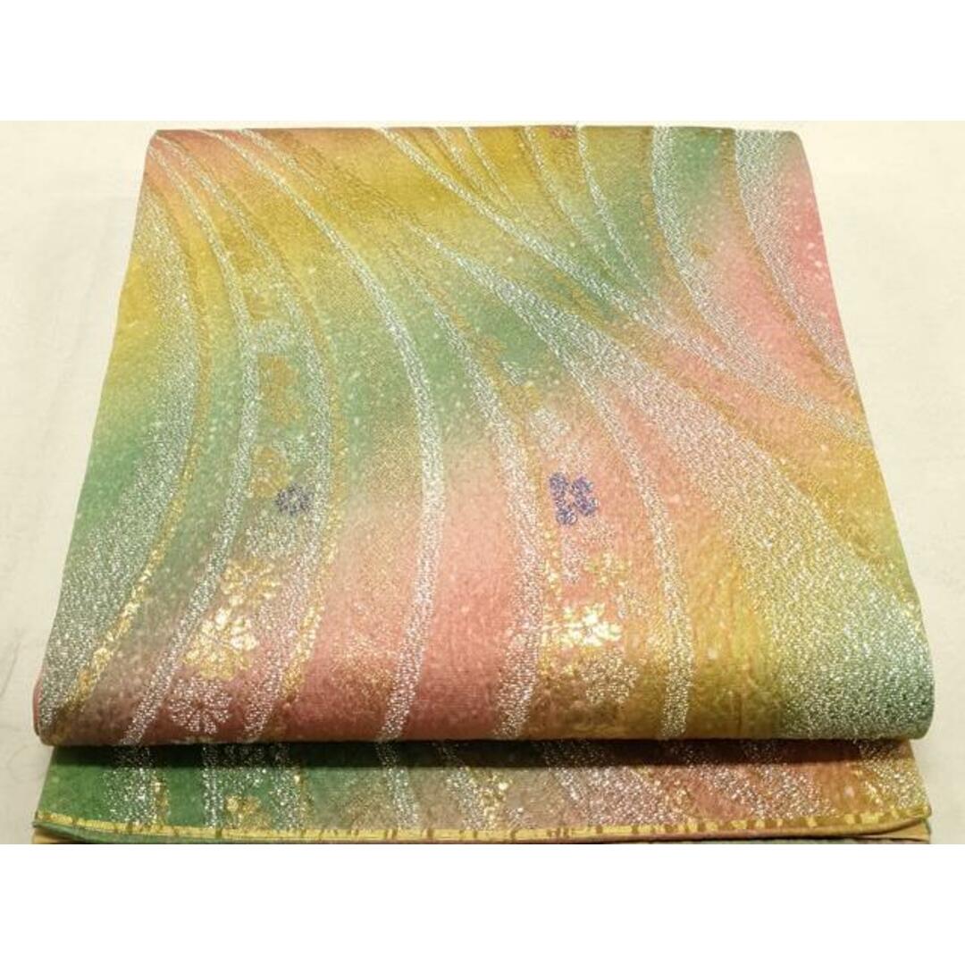 平和屋着物◎六通柄袋帯 ふくれ織 流水花文 金銀糸 正絹 逸品 平和屋着物◎六通柄袋帯 ふくれ織 流水花文 金銀糸 正絹 逸品