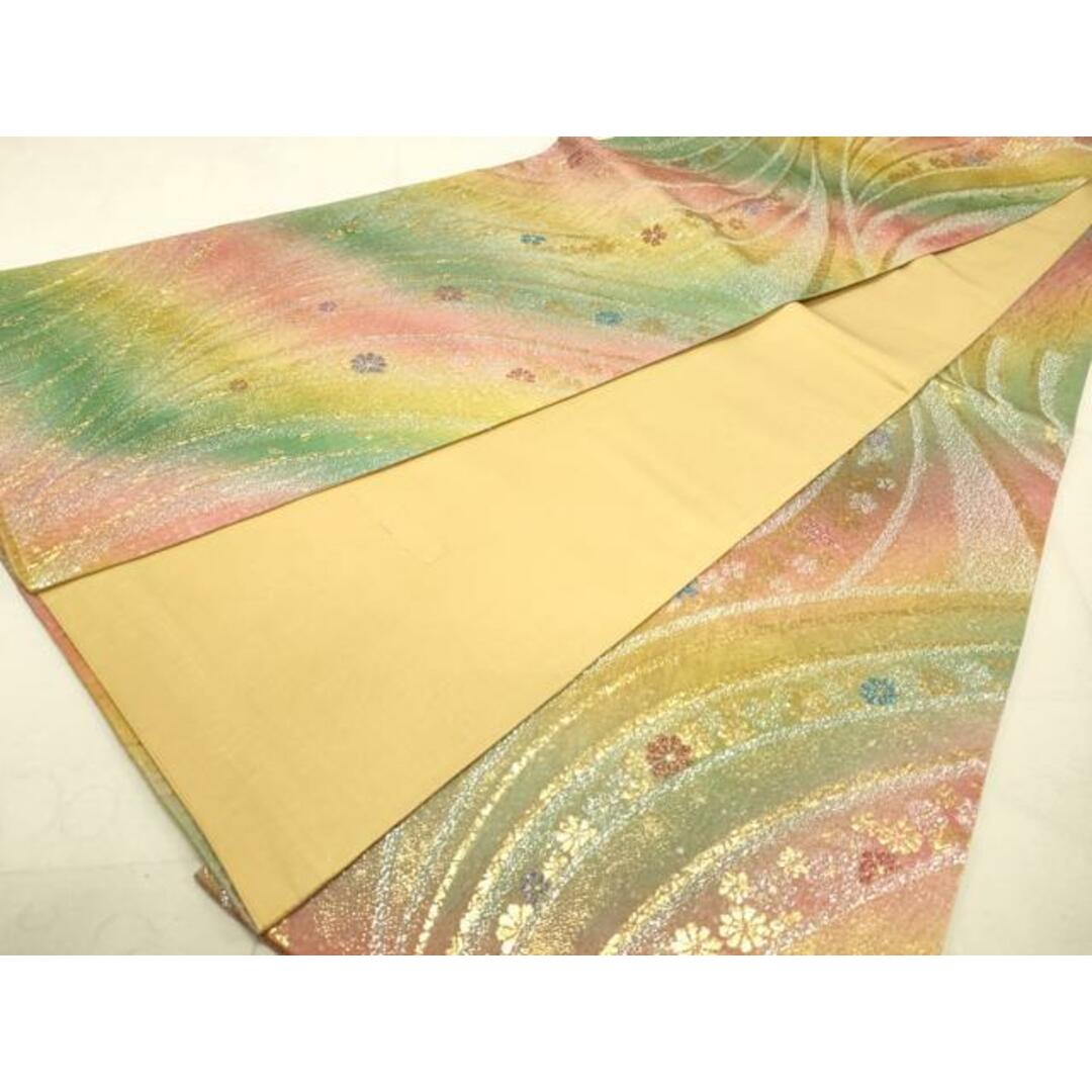 平和屋着物◎六通柄袋帯 ふくれ織 流水花文 金銀糸 正絹 逸品 平和屋着物◎六通柄袋帯 ふくれ織 流水花文 金銀糸 正絹 逸品
